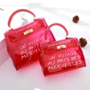 Custom Print Clear PVC Shopping Bag Large Beach Tote Bags Transparent Candy Color Women jelly handbag