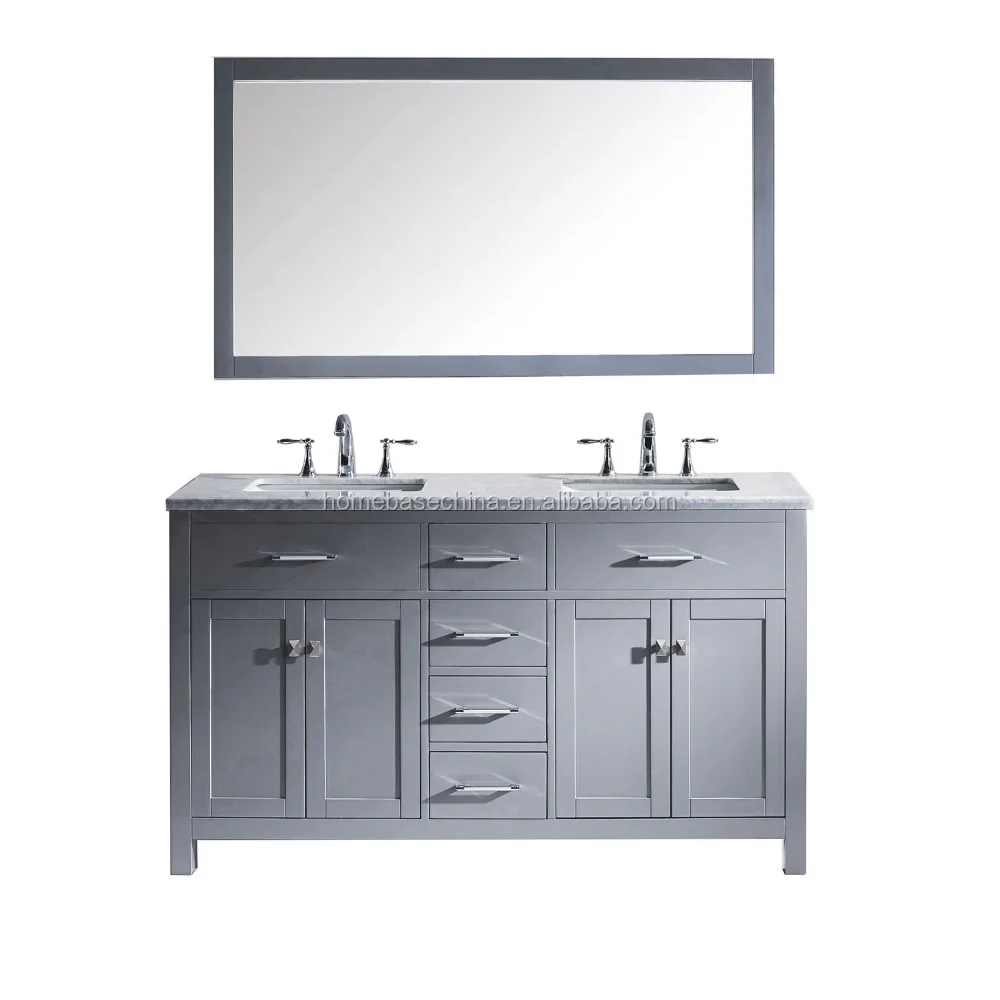 Grey Solid Wood Vanity Double Sinks And Marble Top Buy Bathroom Vanity Grey Lacquer Bathroom Vanity Double Sink Bathroom Vanity Top Product On