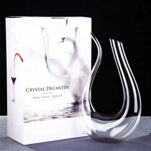 Image of 1400ml Styrofoam package gift box lead-free crystal transparent glass wine decanter