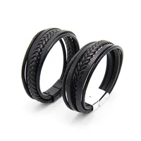 

Fashion bracelet men handmade rope bracelet wholesales Classic Customize Mens Black Braided leather bracelets