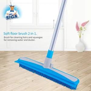 Mr Siga Telescopic Handle Tpr Soft Bristle Broom Floor Squeegee Brush