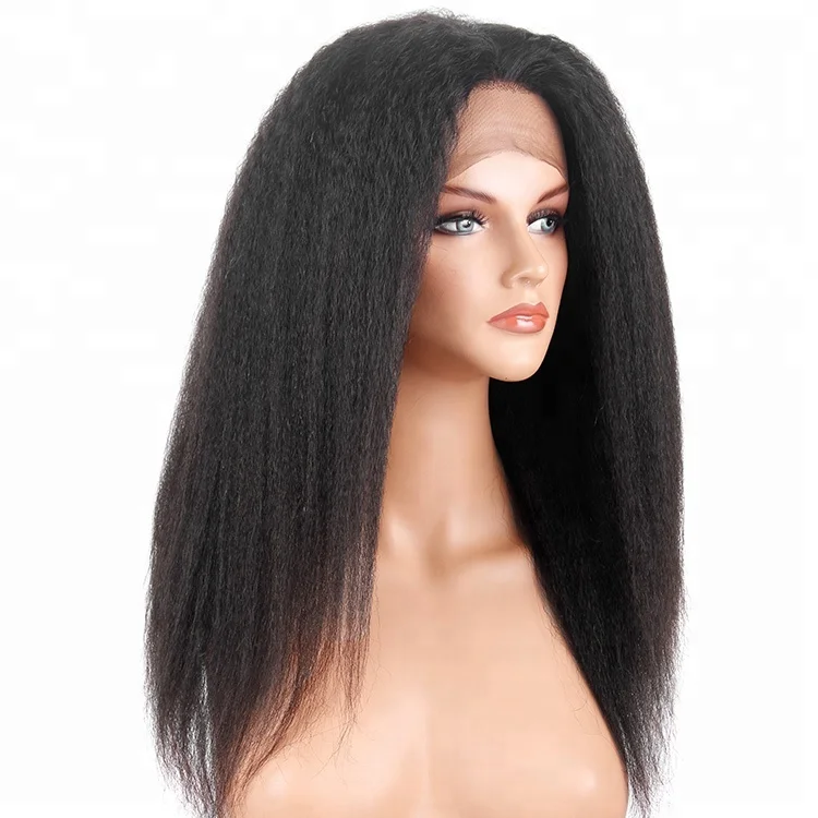 

Alibaba Yvonne Top Grade Natural Color Virgin Brazilian Hair Kinky Straight 360 Lace Wig