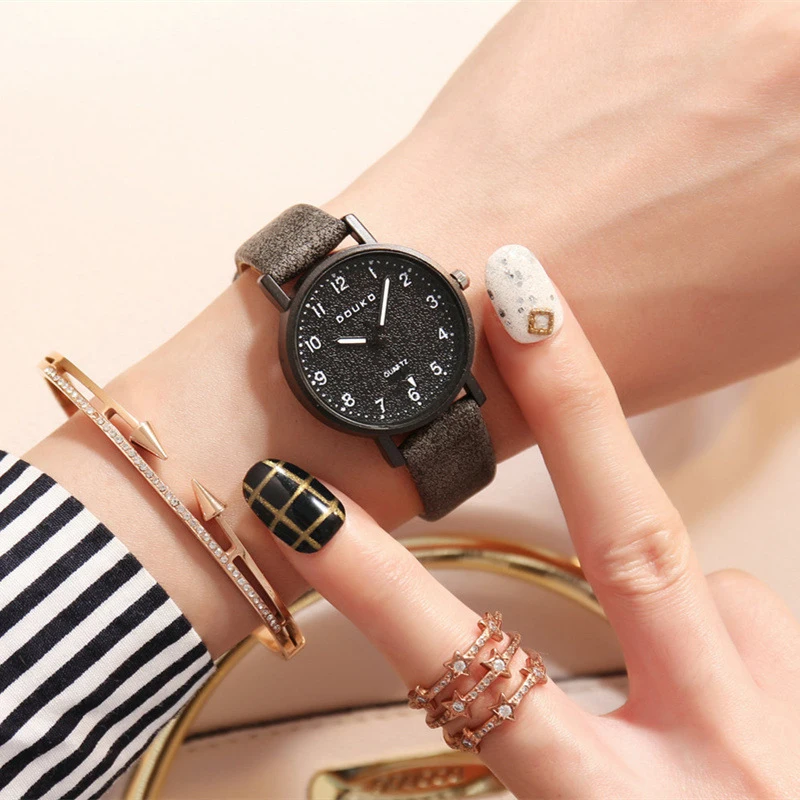 

Small Dial Watches Women Fashion Simple Quartz Watches for Ladies Vintage Stone Print Leather Strap Wristwatch (SK058), As picture