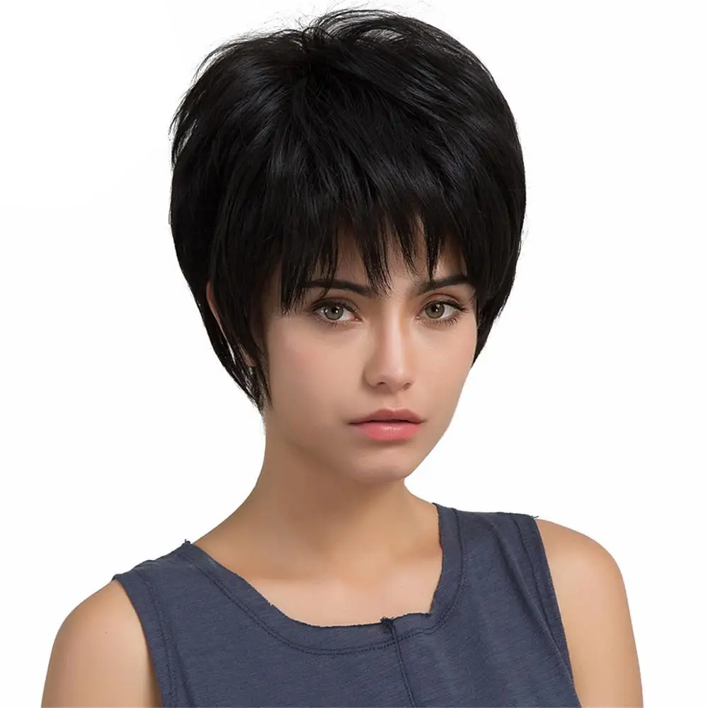 

BVR Human Hair Wigs Black Short Hair Styles For Women