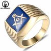 HIP Hop gold AG Masonic freemason plumb secret society stainless steel men ring In Stock