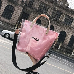 Clear PVC Wallets And Handbag Set Tote Purse Bag PVC Handbags