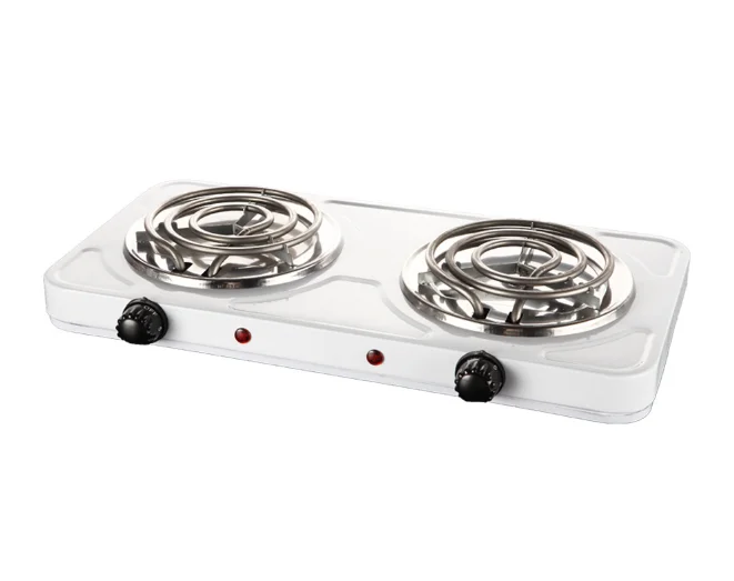 Electric Stove Double Burner,Electric White Portable Modern Cast Iron Stove,Double Burner Hot