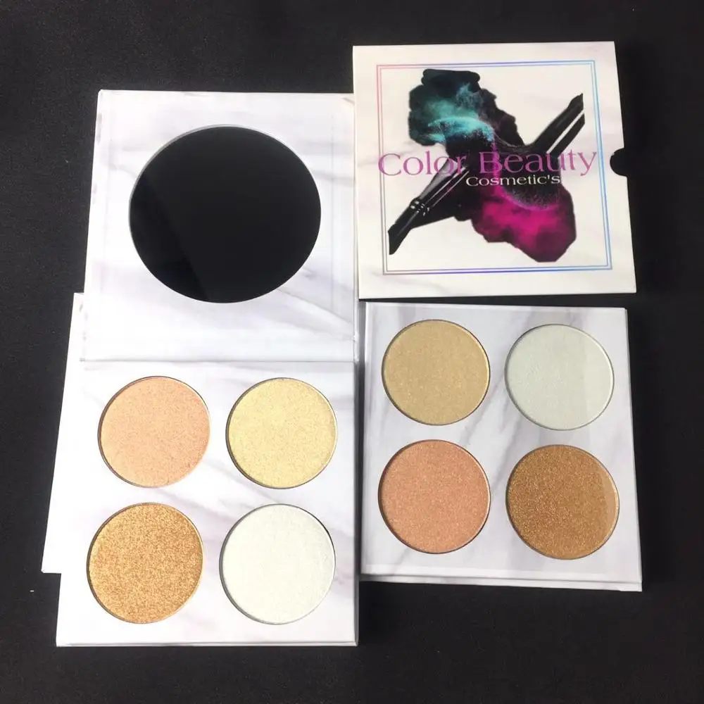 

New 2019 Trending Product Highlighter Palette Vegan and Cruelty Free Private Label Highlighter Makeup, 4 colors highlighter palette