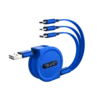 Colorful 3 in 1 Retractable Micro Usb Cable For phone two way retractable