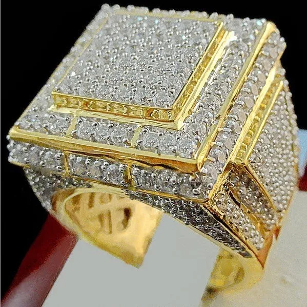 

New Style 24k Gold Ring With Full Diamond Rings, Multi