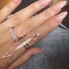 2018 new arrive silver micro pave cubic zirconia long cz V chevron full finger stack ring for women