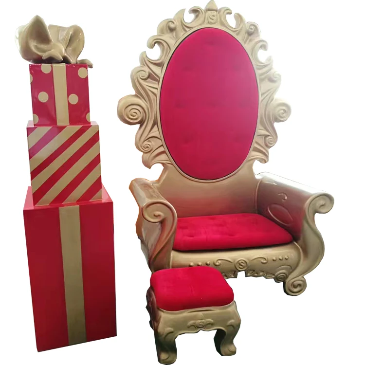 2023 Handmade Fiberglass Large Santa Throne King Santa Chair For