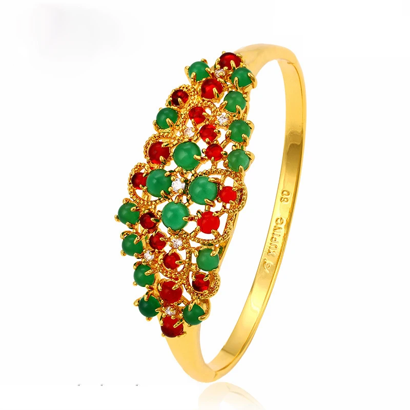 

xuping jewelry dubai gold jewelry multicolor zircon bangle for women