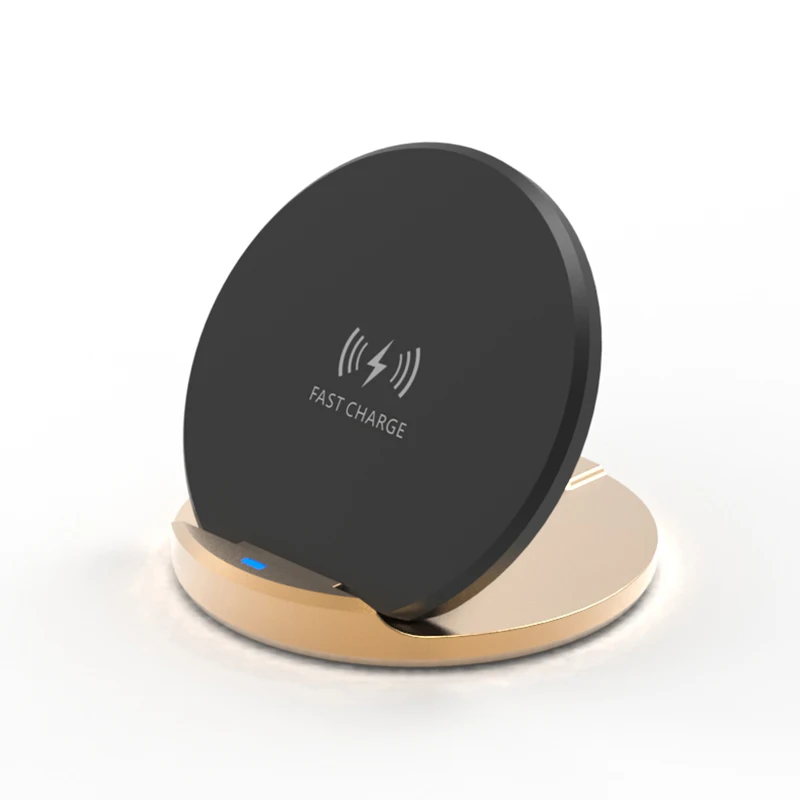 

10W qi desktop wireless charger stand fast charging for Samsung, Black/ gloden