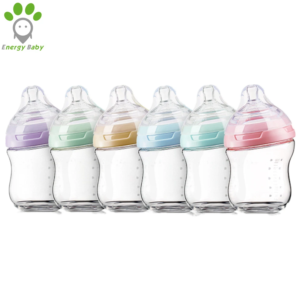 

BPA Free Manufacteur OEM High Borosilicate Glass Mini Biberon Newborn Nursing Feeder Set Baby Glass Feeding Bottle with Nipple, Blue;pink;light green;customized