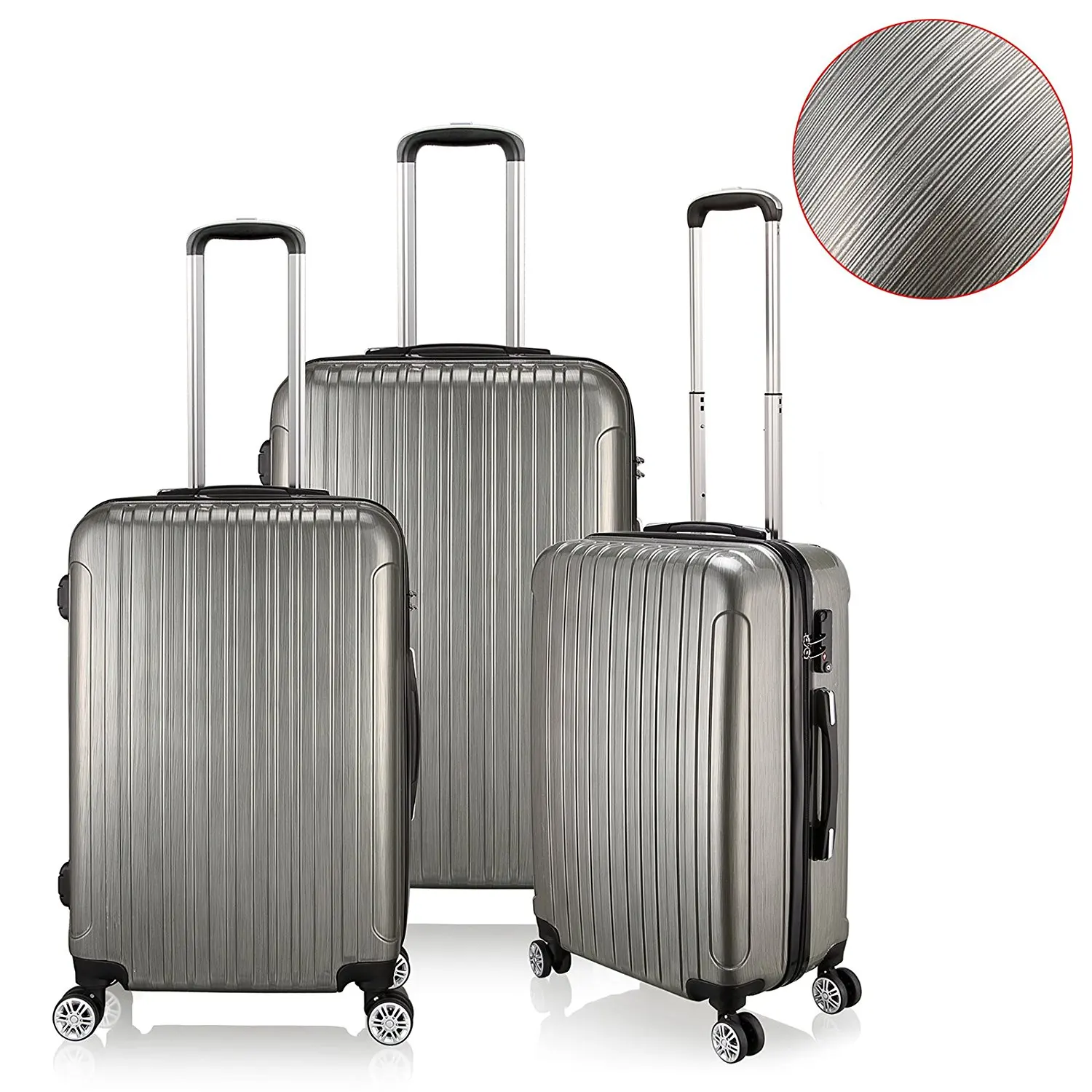 SPECIAL GIFT 3 pcs 20 24 28 ABS+PC Luggage Travel Set Gray Only by eight24hours