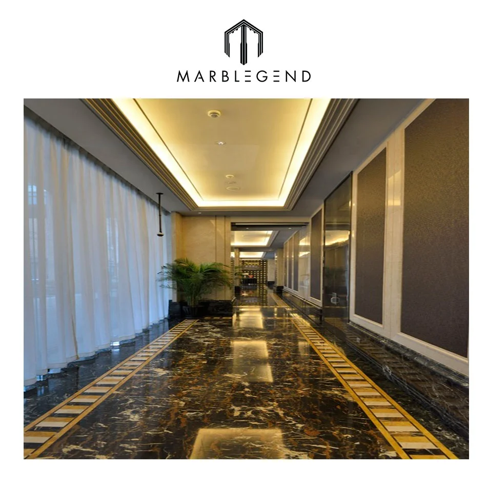 Super Hotel Lobby Etage Design Schwarz Und Gold Blume Marmor Fliesen Buy Blume Marmorboden Design Marmor Fliesen Product On Alibaba Com