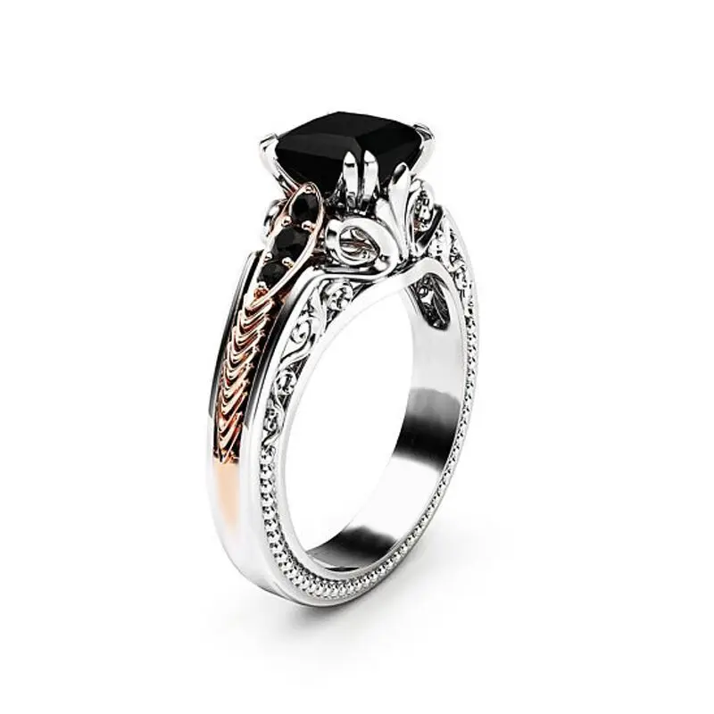 

Hainon Wedding Engagement Ring Fashion BLACK Cubic Zirconia rings jewelry women Jewelry wholesale, Multicolor