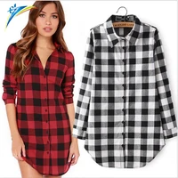 

wholesale newly factory manufacturer women shirt dress plaid shirts long ladies tops blouse
