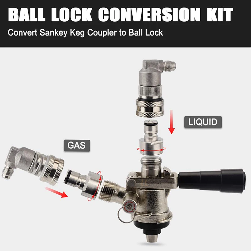 Liqu Homebrew Beer Keg Connector Dispenser Ball Lock Post Keg Coupler Adapter 
