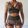 Summer Women's Fashion Leopard Print High Waist Yoga Shorts Ruch Hip