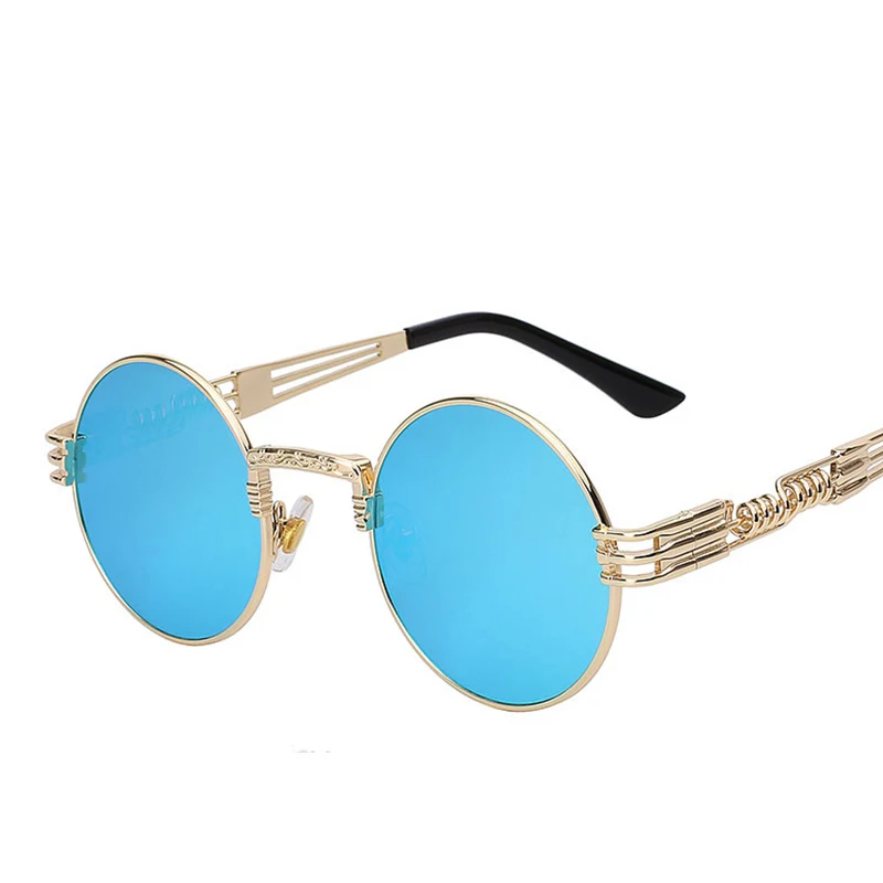 

Free Shipping Wholesale Men Women Metal Gothic Steampunk Round Polarized Sunglasses