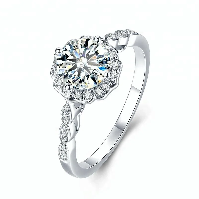 

Forever One 14k White Gold Halo Engagement ring in 8MM GH Moissanite Diamond, White;yellow and rose gold