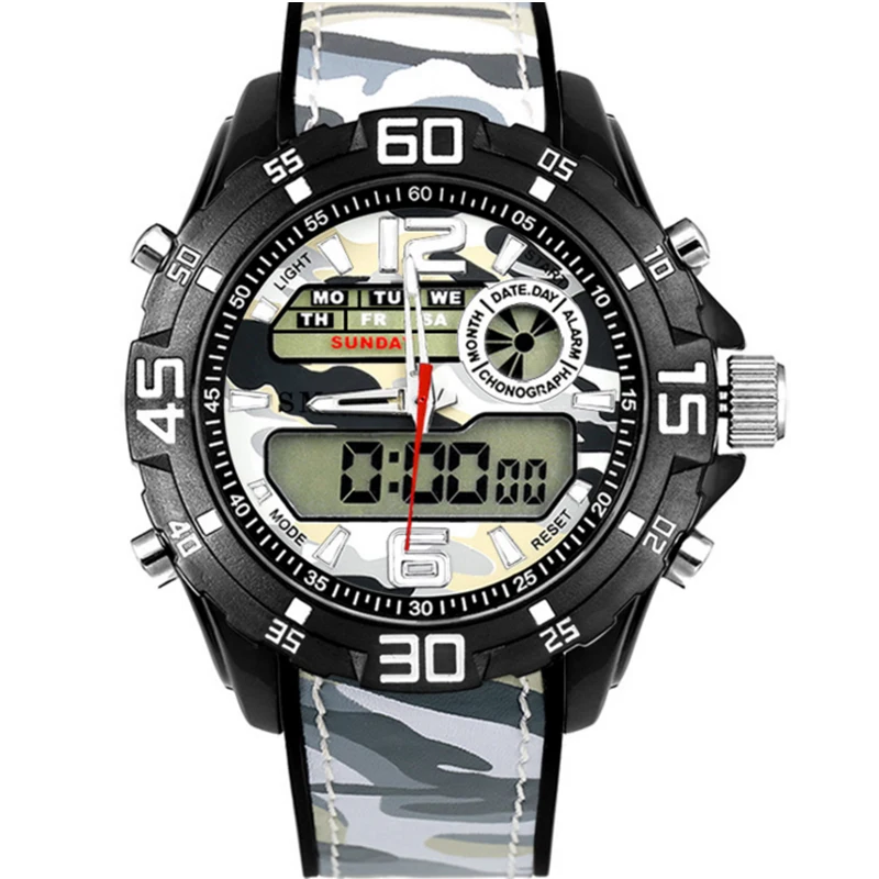 

Smael 1077 Luxury Brand Men's Sports Watches Waterproof Fashion Camouflage Silicone Quartz Digital Clock Men Military Led Watch