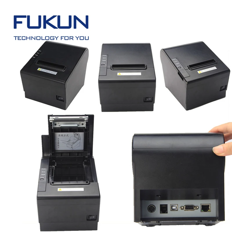 80mm POS desktop printer with Auto-Cutter USB+WIFI+Wlan+Serial receipt printer Shanghai Fukun