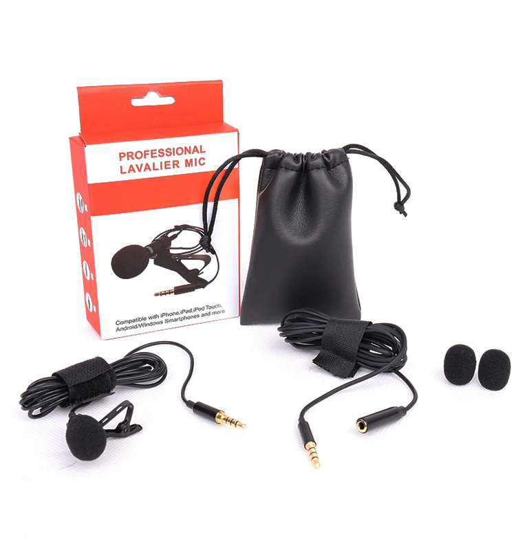 

BN141L Professional mini collar lavalier lapel microphone ti e clip microphone for camera recording, Black