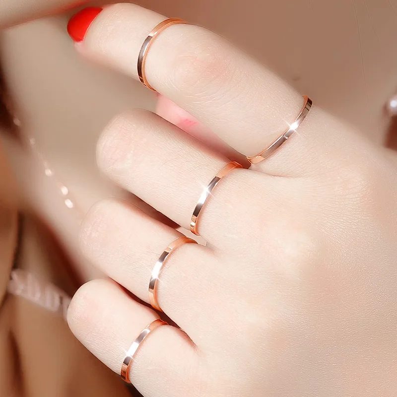

Simple Thin Rose Gold Womens Custom Stainless Steel Knuckle Ring Set