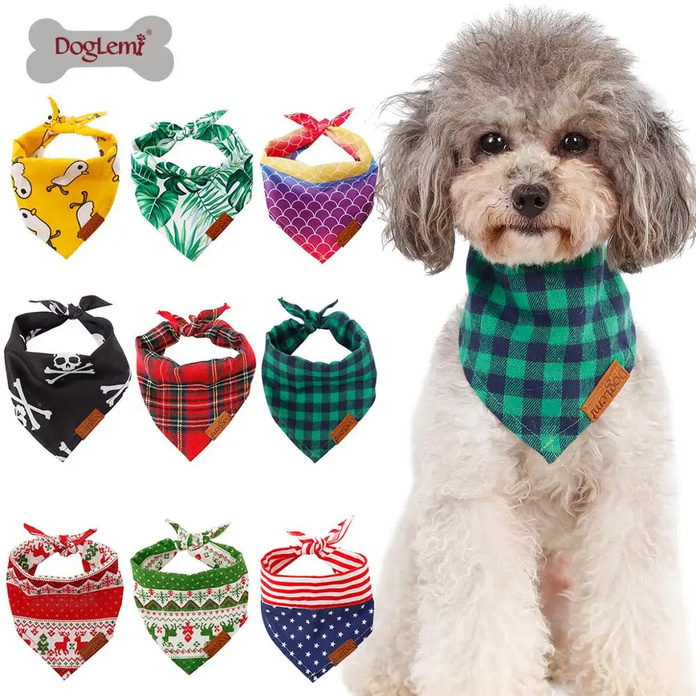 

Triangle Cotton Bandanas for Dogs Pets Factory Custom Dog Bandana, Leaf,black,star,lattice,yellow,red deer,green deer,