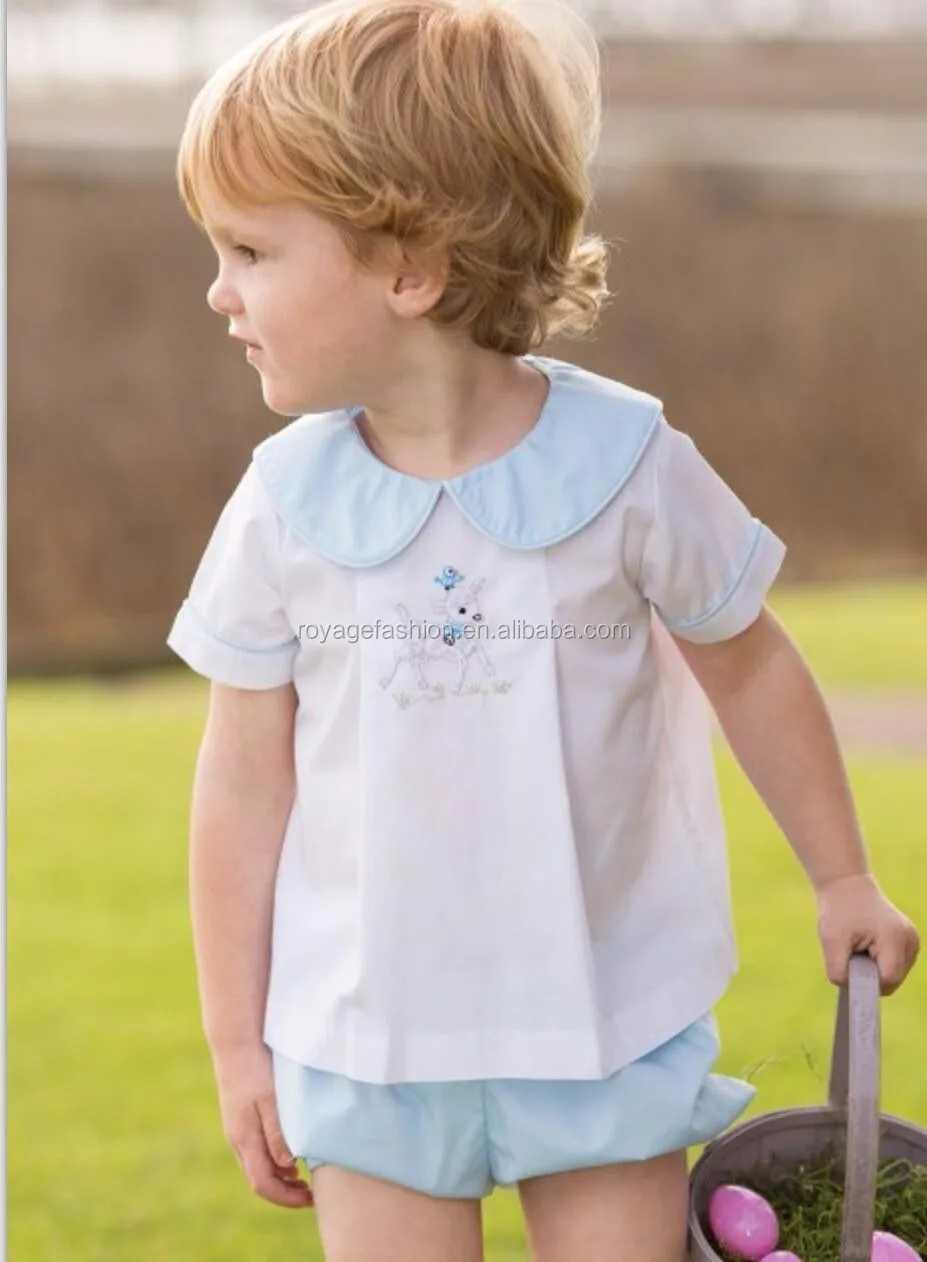 
Boutique baby boy summer cotton Shirts and Shorts Custom Smocked Sets 