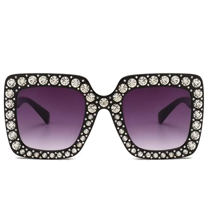 

2019 Summer Style Women Square Vintage Bling Rhinestone Sunglasses for Women, As picture