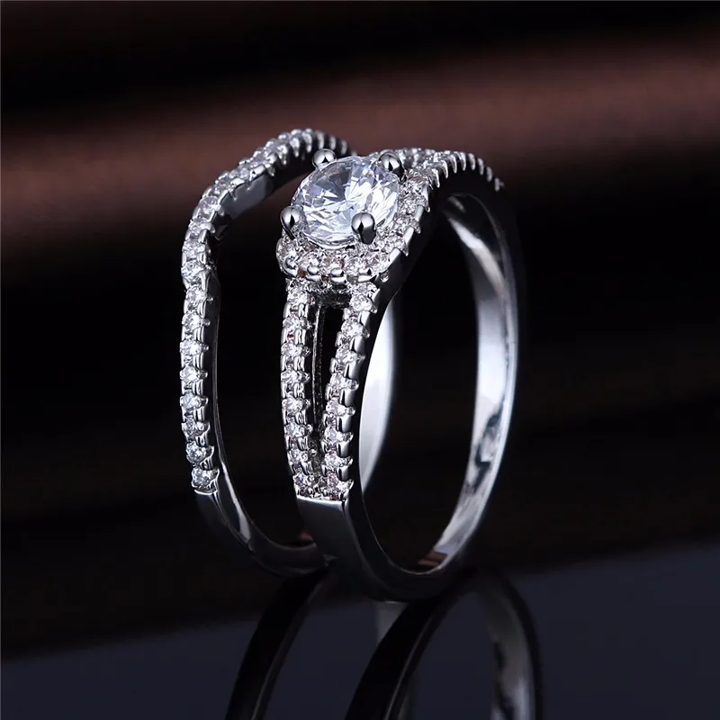 

MSR0914 Wholesale 925SS Crystal Wedding Ring for Couple Lovers