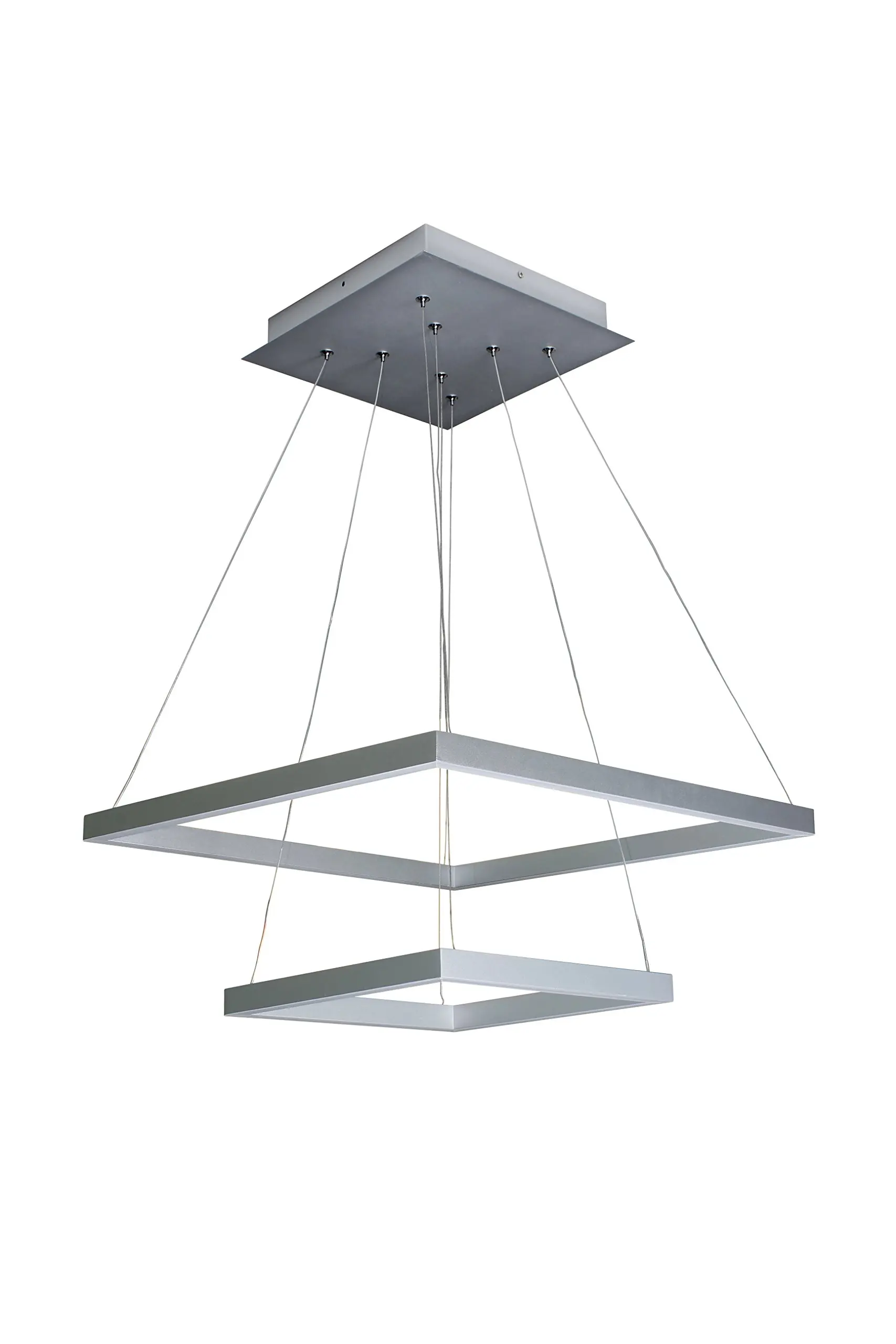 VONN VMC31720AL Modern Two-Tier Square LED Chandelier Lighting with Adjustable Hanging Light, 19.69" x 19.69" x 11.81", Silver
