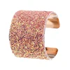 BIO ENERGY Elegant Fashion Rose Gold Plated Alloy Shining Bling Sheets Girls Bracelets Bangle For women