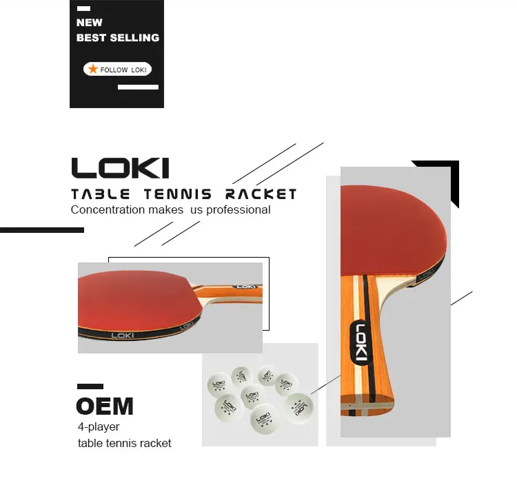 Loki Wholesale Professional Wood 4 Player Table Tennis Racket Ping Pong ...