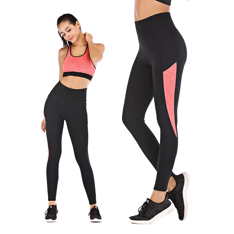 

Wholesale New Design Sport Running High Waist Yoga Pants with Pockets, Customized colors