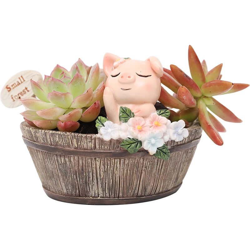 

Roogo polyresin animal wood flower pots planters, Customized color