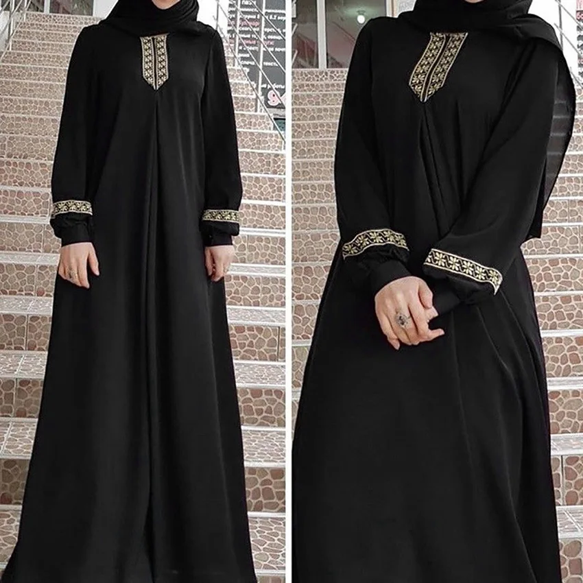 

Printed Muslim Long Casual Sleeve Dress Plus Size Abaya Jilbab Maxi Dress Muslim Dresses And Abaya For Women Lady Large Size