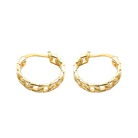 

Fashion 18K Gold Plated 925 Sterling Silver Link Curb Hoop Earrings Women E597E