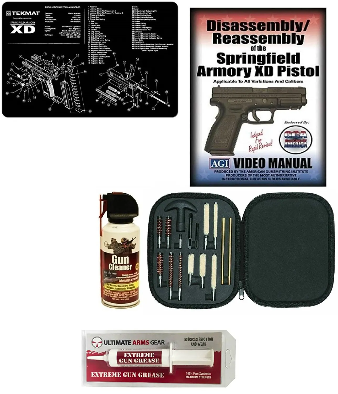 Get Quotations · AGI DVD Springfield Armory XD & Reassembly + Ultimate Arms  Gear Gunsmith Cleaning Work Gun Mat