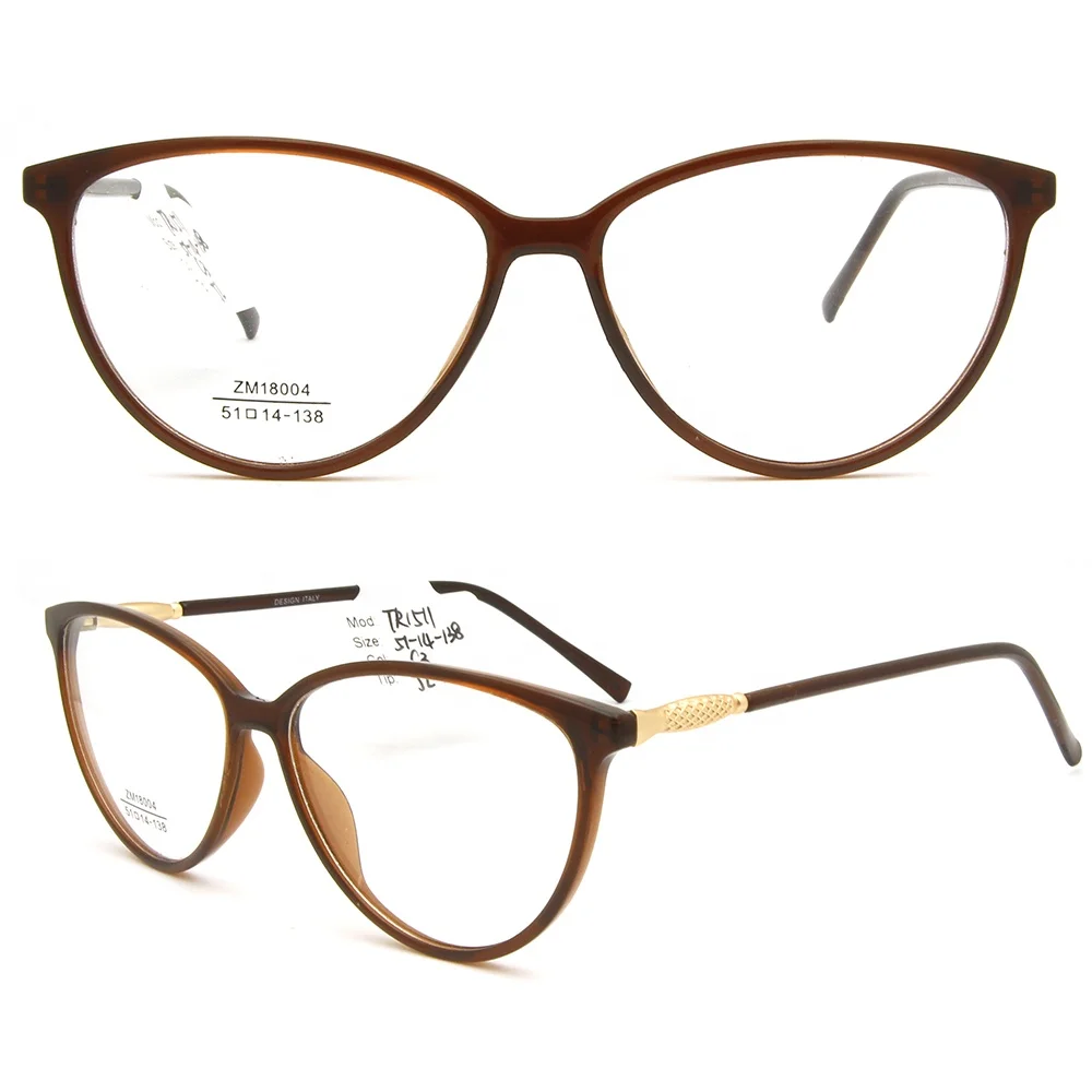 
TR90 custom eyeglasses cat eye shape fashion optical frame eyewear for woman metal endpiece spring hinge china manufacturer CE 