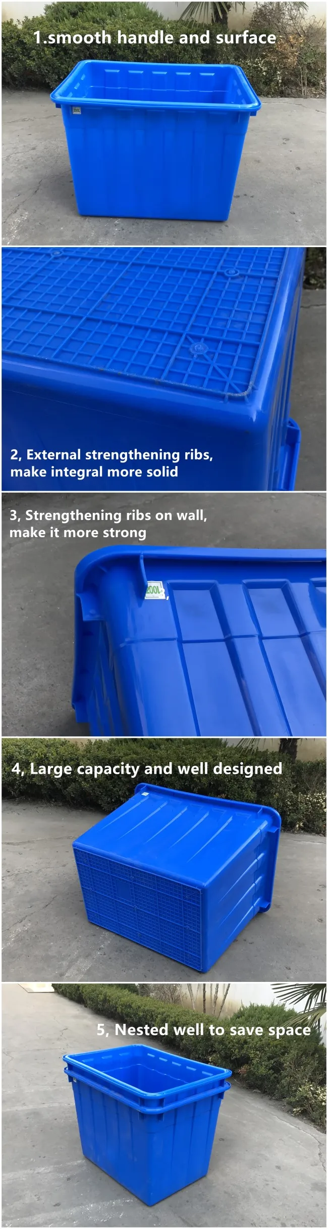 Container Box Nestable Food Grade Big Plastic 200litre Storage Boxes & Bins,Storage Boxes & Bins