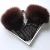 New design women leather gloves black fur winter glove wholesale