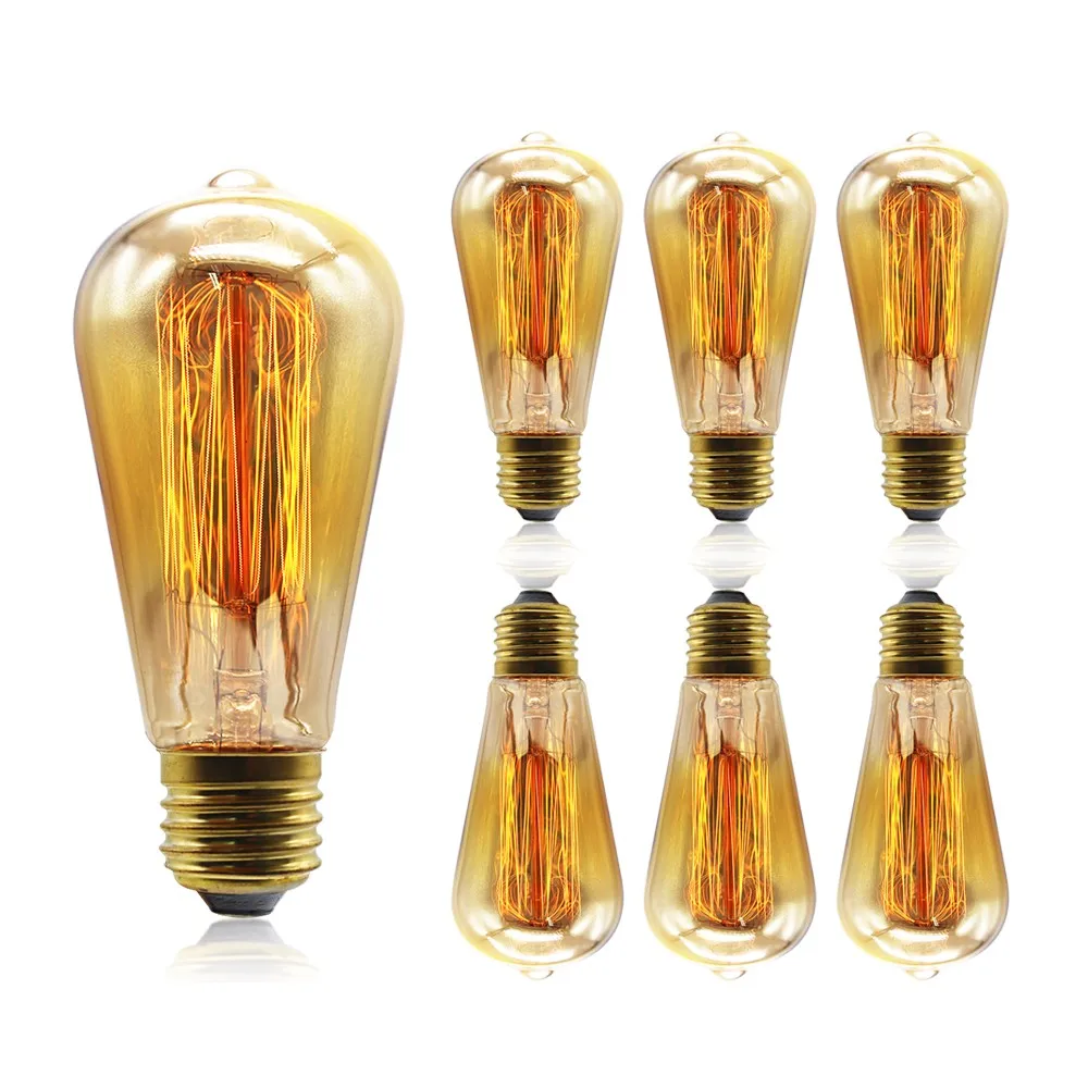 Classic incandescent Edison bulb ST64 vintage antique decorate dimmable 40w 60w 110-240v E26 E27 Base CE&RoHS