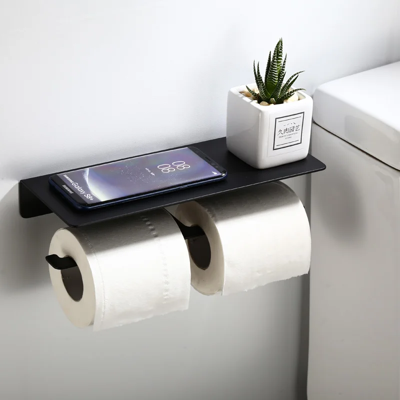 壁挂式厕纸架带置物架双层卫生纸架带架 - buy 带搁板的卫生纸支架,带