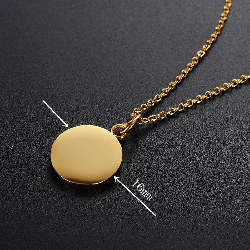 Yiwu Meise Personalized round shaped blank necklace gold stainless steel tag name pendant