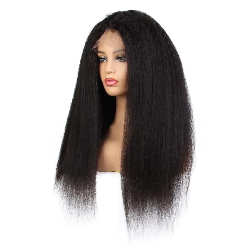 

wholesale price and faster shipping brazilian human hair lace front wigs kinky straight 9A grade pre-plucked baby hair, Natural color